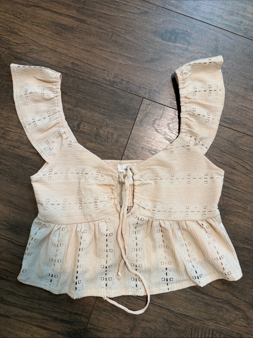 Lace-Up Ruffle Strap Crop Top